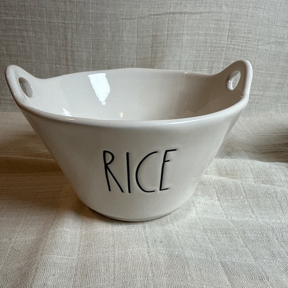 Rae Dunn Artisan RICE Bowl with Chopsticks Farmhouse LL NEW